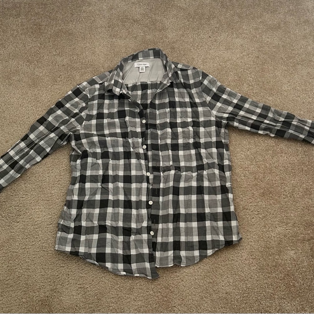 Men's Black and White Checkered Shirt